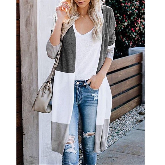 Teresa Gray Color Block Cardigan Sweater - Picture 3 of 5